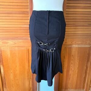 Vintage Lip Service Gangsta Pranksta Goth Punk Y2K Fishtail Striped Knee Skirt M